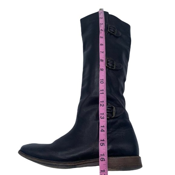 Frye Paige 77066  Size 6 B Dark Brown Leather Buckle Riding Boots - Picture 7 of 12